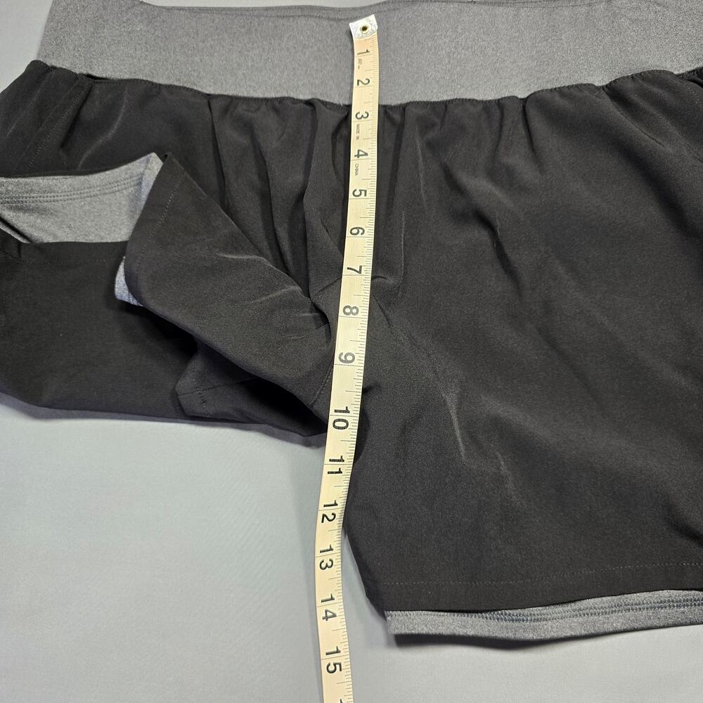 Tek Gear Black Gray Workout Shorts Stretch Sporty Inner/Outer Lined Women Size L - Picture 9 of 9
